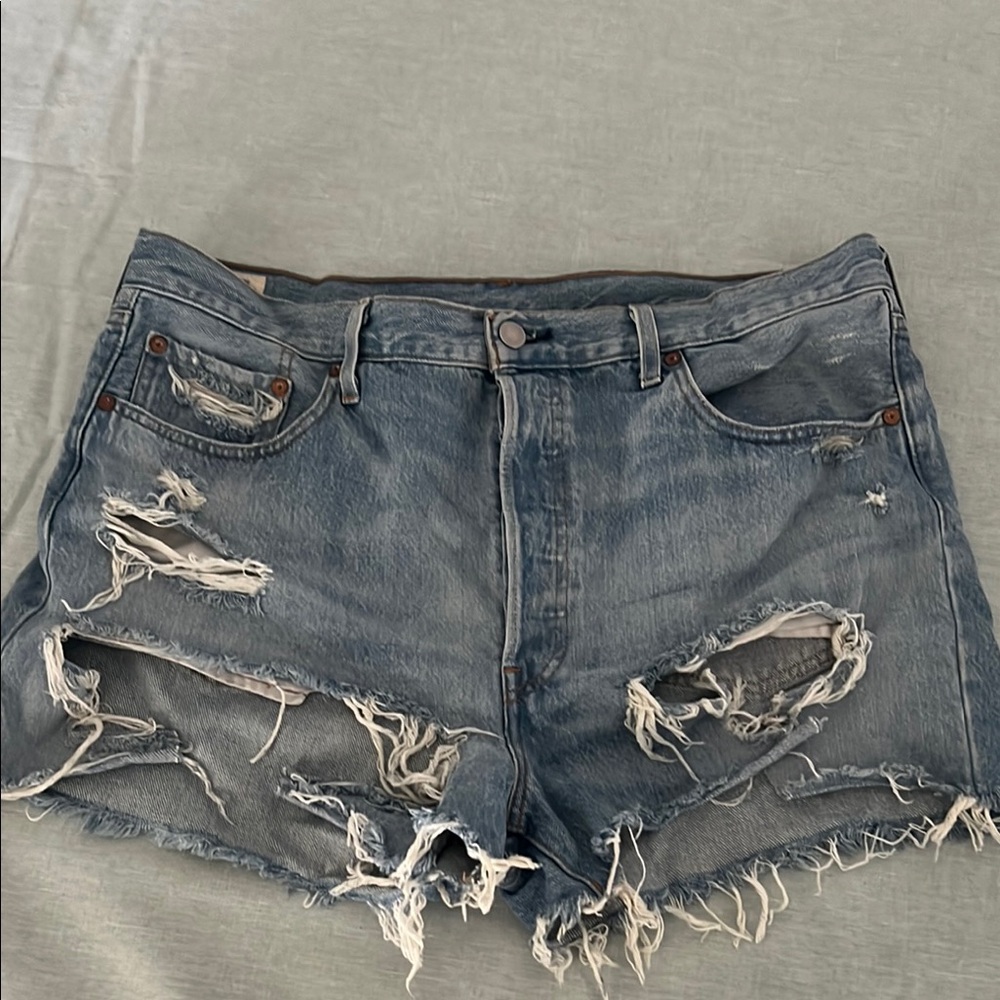 Levi's Blue Distressed Jean Shorts